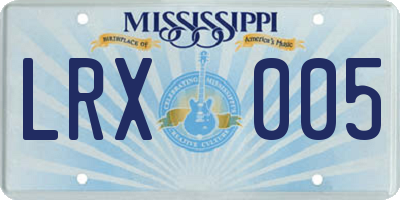 MS license plate LRX005