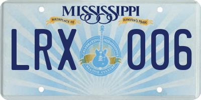 MS license plate LRX006