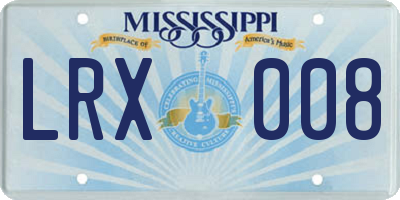 MS license plate LRX008