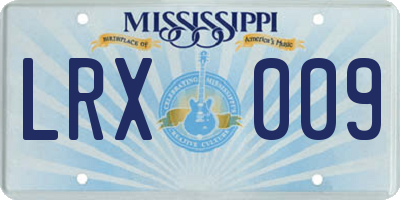 MS license plate LRX009
