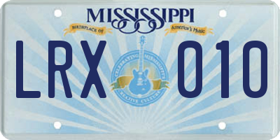 MS license plate LRX010