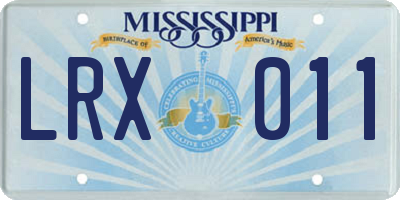 MS license plate LRX011
