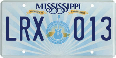 MS license plate LRX013