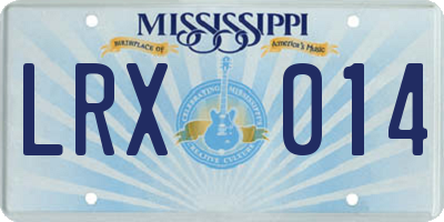 MS license plate LRX014