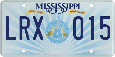 MS license plate LRX015