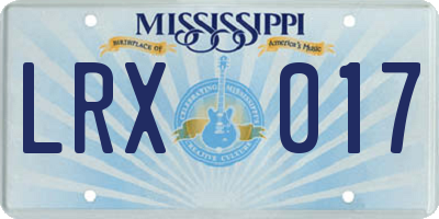 MS license plate LRX017
