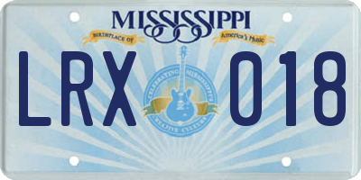 MS license plate LRX018