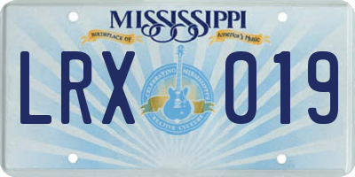 MS license plate LRX019