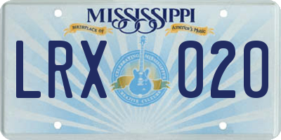 MS license plate LRX020