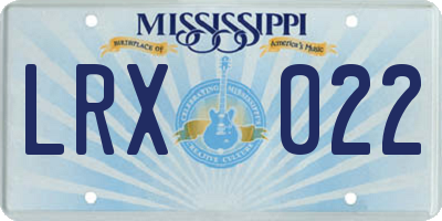 MS license plate LRX022