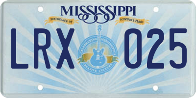 MS license plate LRX025