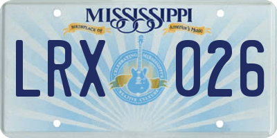 MS license plate LRX026