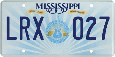 MS license plate LRX027