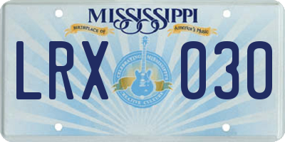 MS license plate LRX030