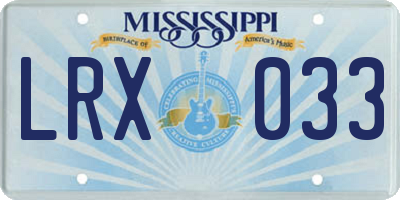 MS license plate LRX033