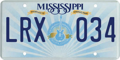 MS license plate LRX034