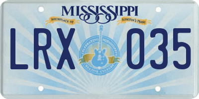 MS license plate LRX035