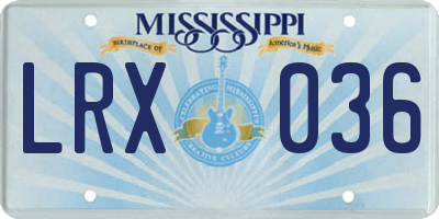 MS license plate LRX036