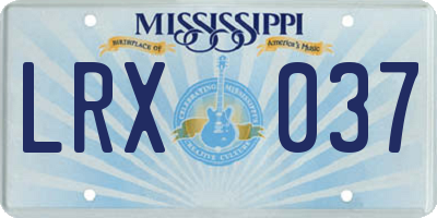 MS license plate LRX037