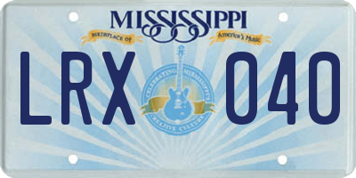MS license plate LRX040