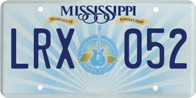 MS license plate LRX052