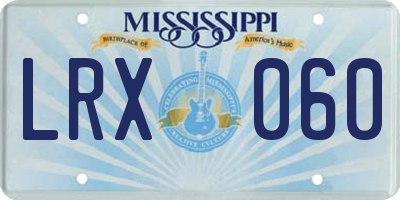 MS license plate LRX060