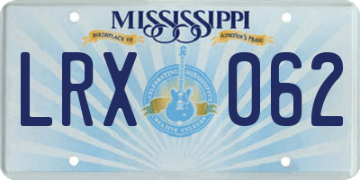 MS license plate LRX062