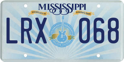 MS license plate LRX068
