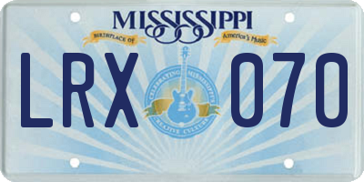 MS license plate LRX070