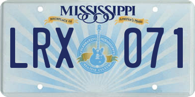MS license plate LRX071