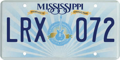 MS license plate LRX072