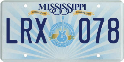 MS license plate LRX078