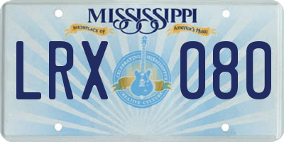 MS license plate LRX080