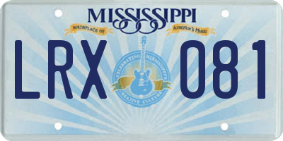 MS license plate LRX081