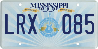 MS license plate LRX085