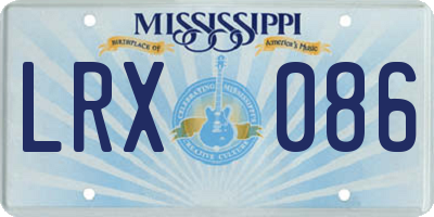MS license plate LRX086