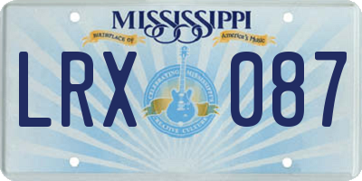 MS license plate LRX087
