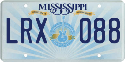 MS license plate LRX088