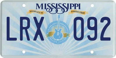 MS license plate LRX092