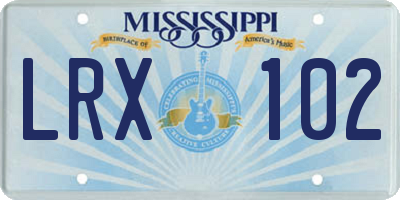 MS license plate LRX102
