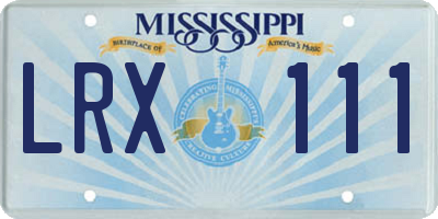MS license plate LRX111