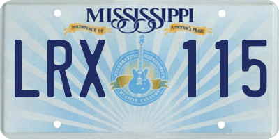MS license plate LRX115