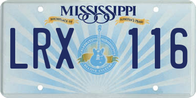 MS license plate LRX116