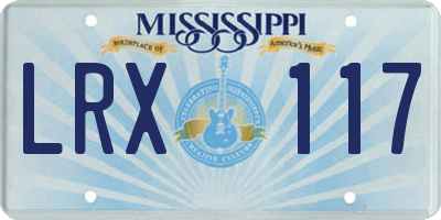 MS license plate LRX117