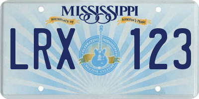 MS license plate LRX123