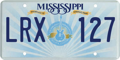 MS license plate LRX127