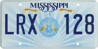 MS license plate LRX128