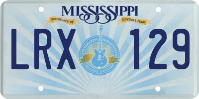 MS license plate LRX129