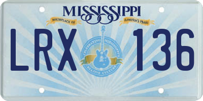 MS license plate LRX136