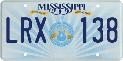 MS license plate LRX138